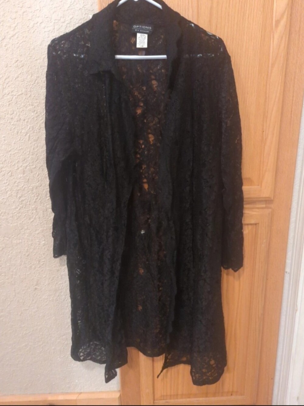 Black Lace Long Sheer Duster Cardigan